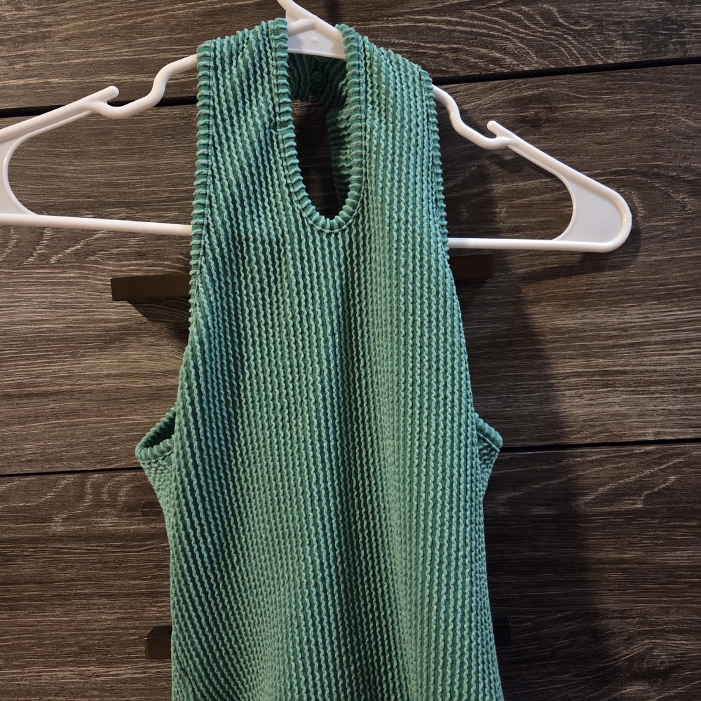 LULU'S Daily Charmer Green Loose Knit Sweater Tank Top - SIZE S